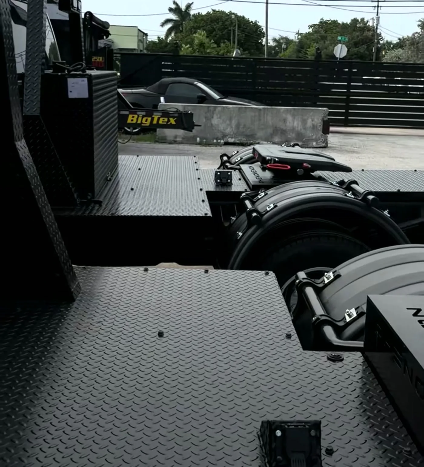 Truck and trailer set up for car hauling